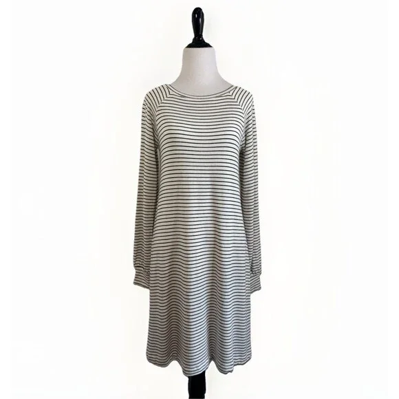 Daily Ritual Dress Women Size S Comfy Soft Stretch Tapered Wrist Striped - Picture 1 of 14